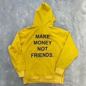Fifty Karats Hoodie "Make money not Friends" Yellow Thick hoodie Overdyed SZ M